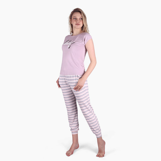 Candy Stripes Summer Full Pyjama - Lavander