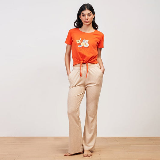 Fly Summer Full Pyjama with Tied Pants Orange