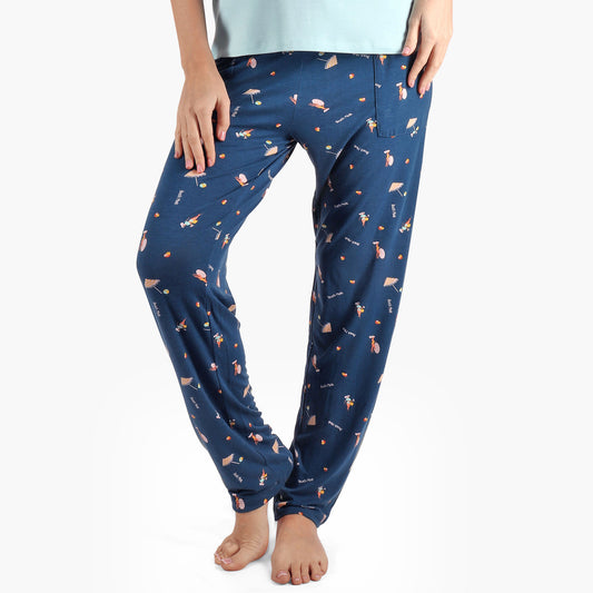 Beach mood Summer Sleep Pant - Navy