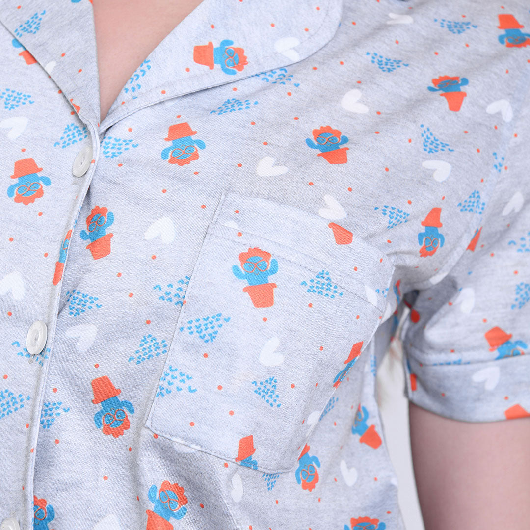 Cactus Classic Short Summer Pyjama Gray