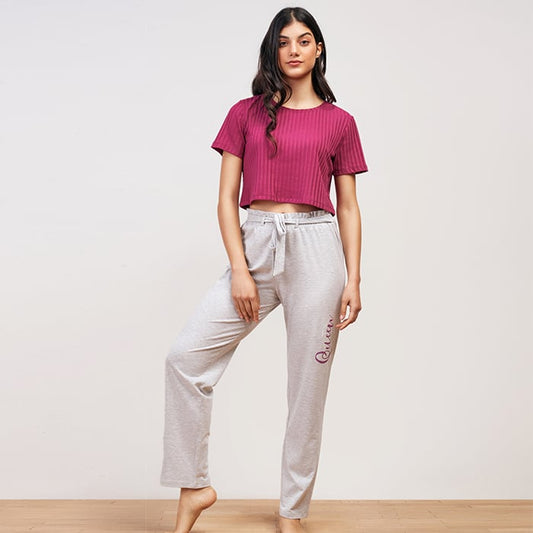 Purple plain Summer full Pyjama - Purple