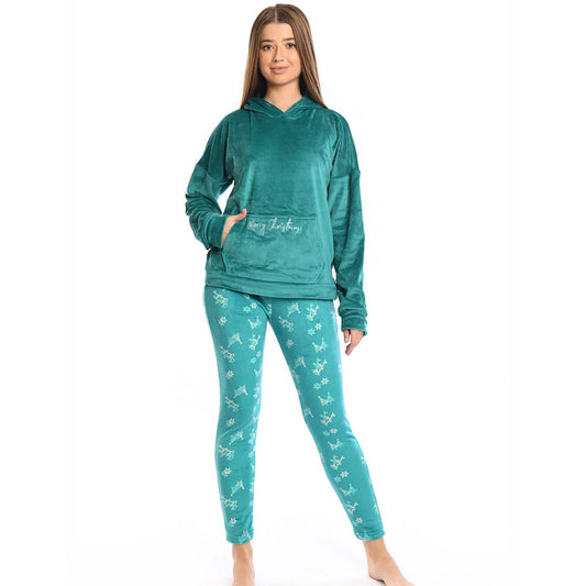 Green Christmas Full Pyjama Velour