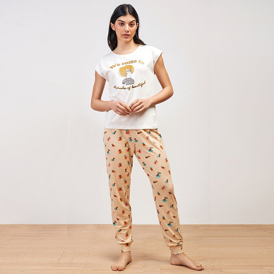 Summer Vibes Summer Full Pyjama - White