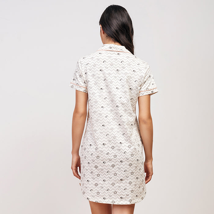 Stripe animal Summer Nightshirt - white