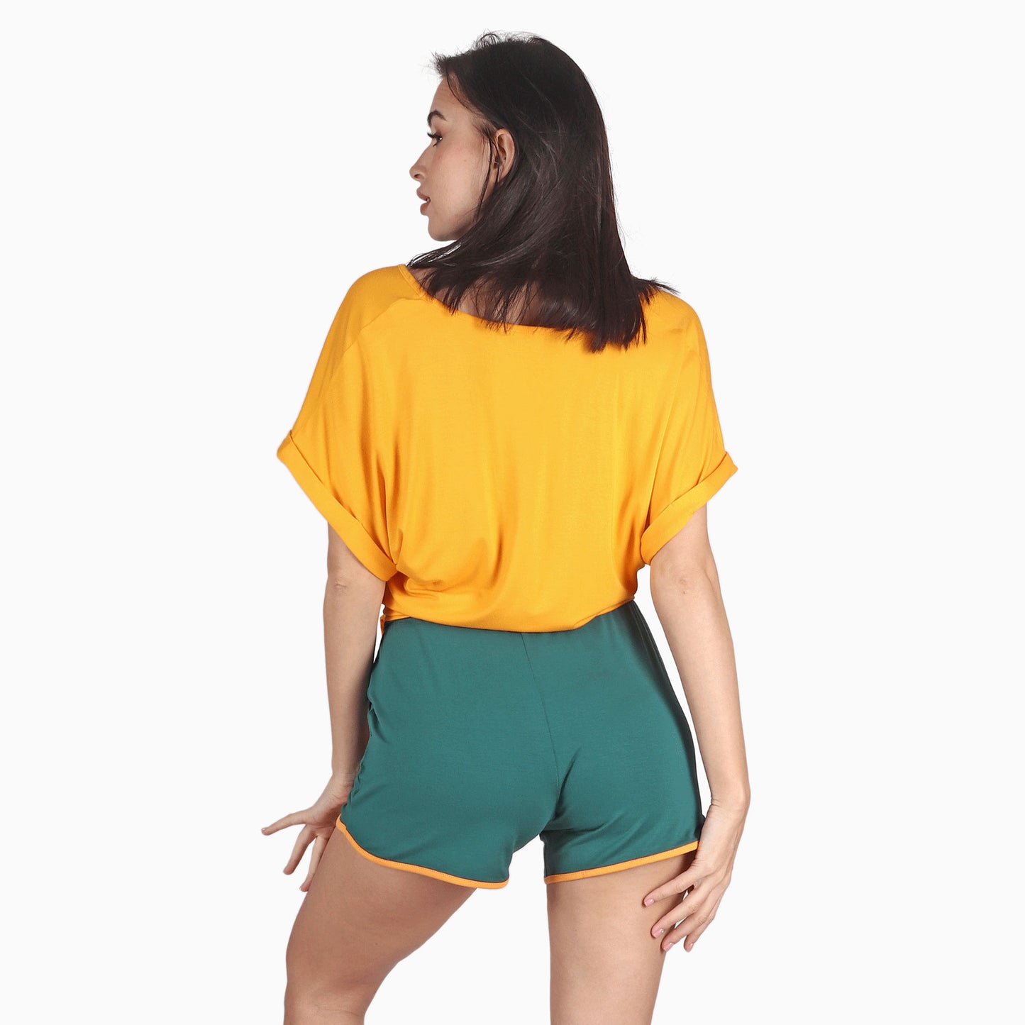 Green Full Summer Pyjama Side Tie Wrap Orange