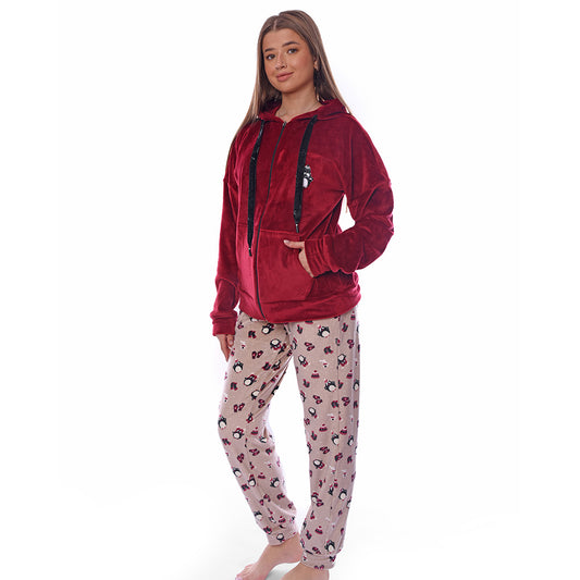 Cozy Shirt Winter Full Pyjama Burgundy