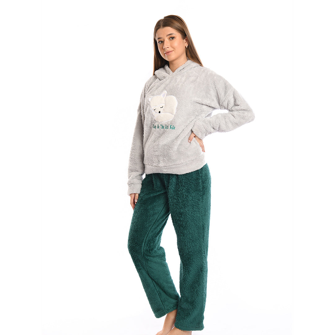 Green & Grey Winter Full Pyjama Polar