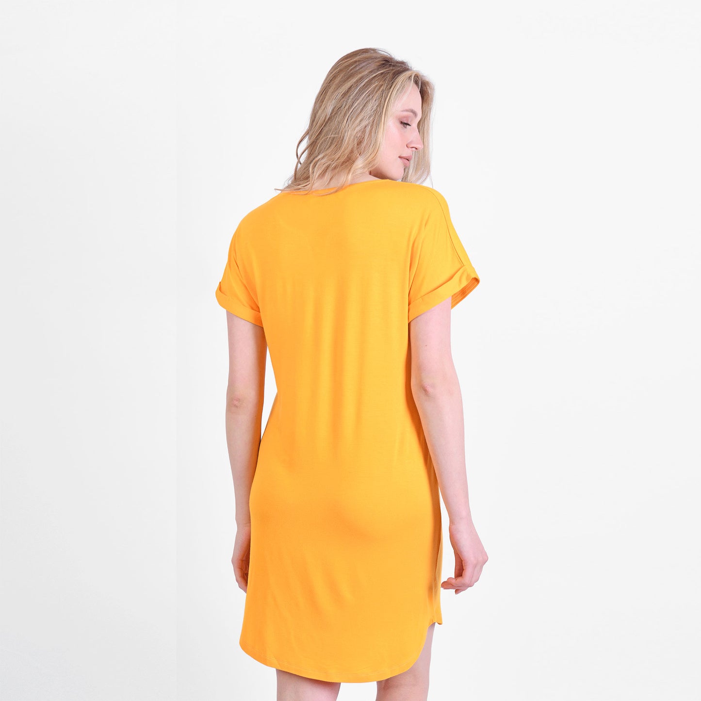 Green Summer Sleeping Shirt V neck Yellow