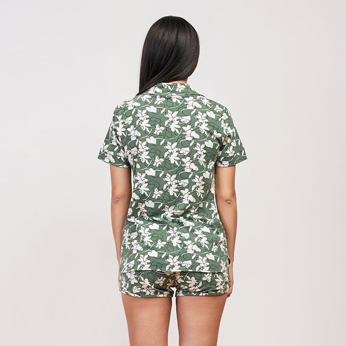 Green flower Summer full Pyjama- Green