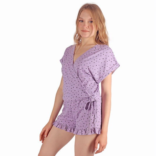 Dots Summer Pyjama Short - Purple