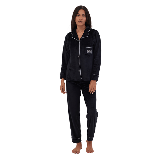 Cafe & Black Winter Full Pyjama Black