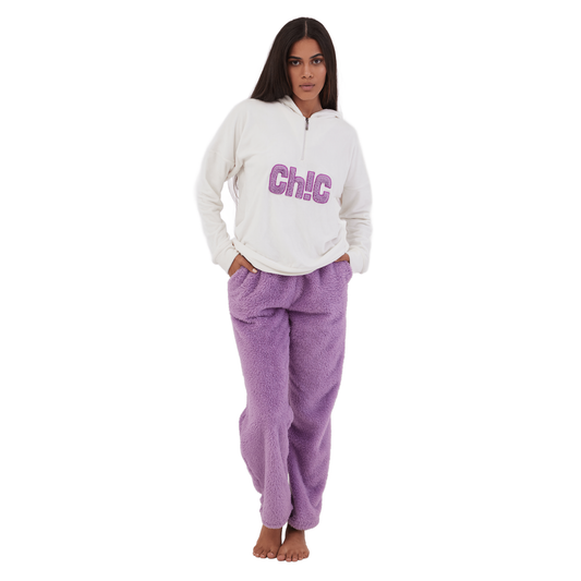 Polar Lavender Full Winter Pyjama White