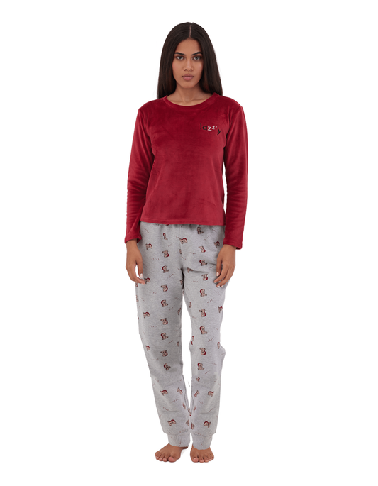 Teddy Full Winter Pyjama Red
