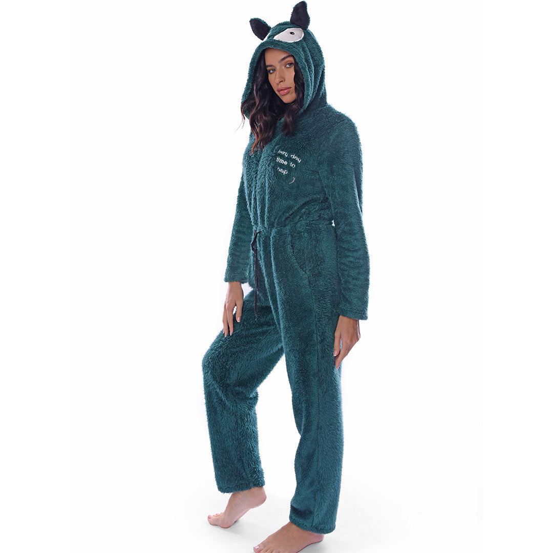 Green & Grey Winter Jumpsuit Polar
