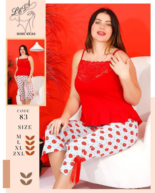Summer Pyjama Red Top Baby-Blue Pants