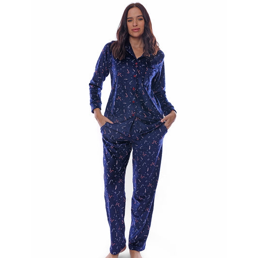 Candy Cane velour winter full pyjama