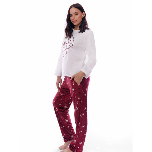 Red Playing Pyjama Velour - White Shirt