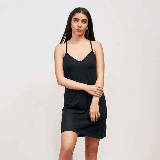 Green Flower Summer Mini Nightgown Black