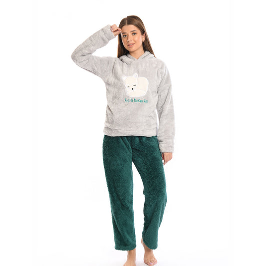 Green & Grey Winter Full Pyjama Polar