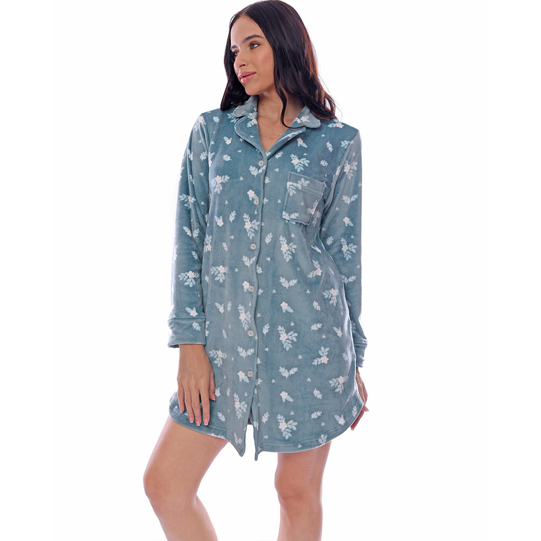 Flowers Night Shirt Velour